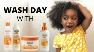 'Wash Day Routine on Curly Hair using Cantu For Kids | Toddler Hair Tutorial | Fun With Jannah'