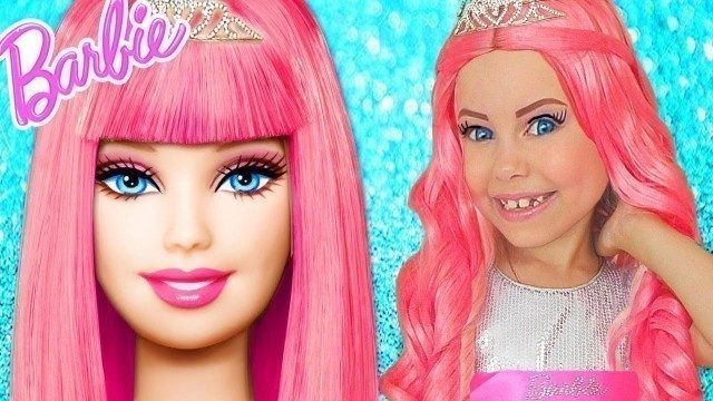 'Barbie Doll Kids Makeup Alisa Pretend Play how GIANT DOLL & DRESS UP in Princess Dress & Makeup Toys'