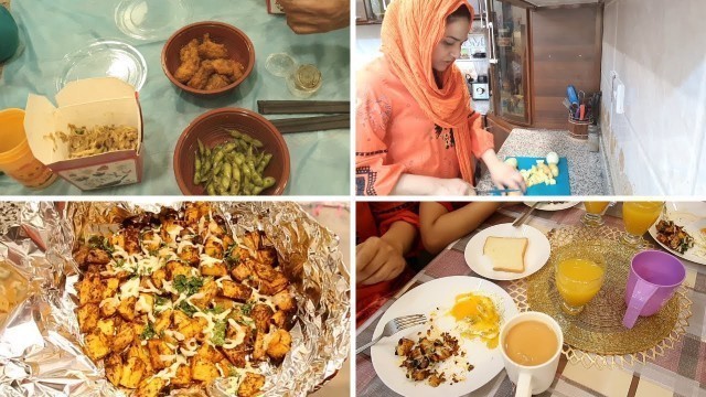 'CHEESY BAKED POTATOES for Breakfast - English Breakfast Routine of a Family of 4'