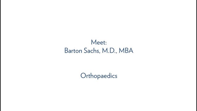 'Barton L Sachs, M.D., MBA, CPE,  Orthopaedics - MUSC Health'