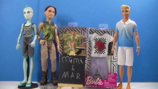 'Unboxing Barbie Ken Fashion Packs & Trying on Ever After High and Monster High Boys'