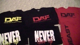 'Dream and Achieve Fitness t shirts NEVER give up'