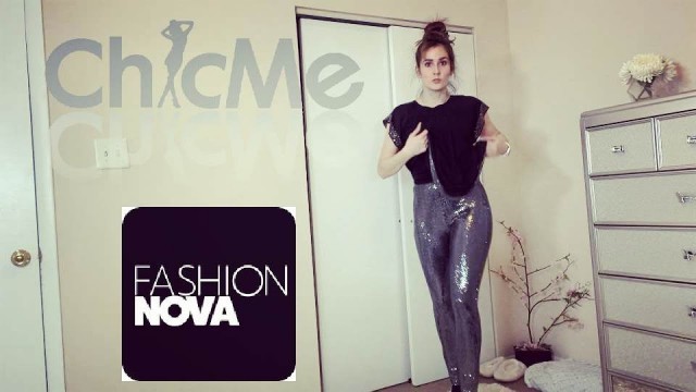 'Fashion Nova & ChicMe Haul ~TRY ON ~When Missing Me Sequin Leggings $11.48 (BLOOPERS) HONEST REVIEW'