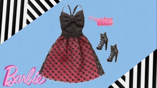 'Barbie Fashion Pack 2015 Cartela - Vestido Rosa e Preto - Review PT'