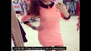 '2015 new autumn and winter fashion dress solid color Peter Pan collar dress'