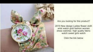 '2015 New design Ladies flower cloth wrist watch gold fashion women dress watches  high qual'