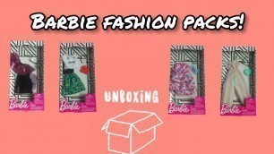 'Barbie fashion packs unboxing! Barbie clothes collection. Curvy Barbie clothes.'