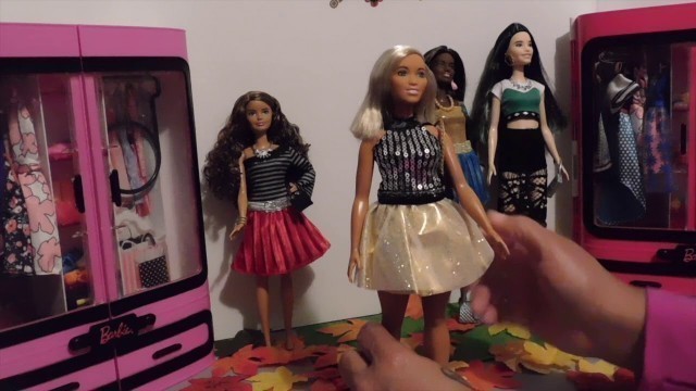 'All Four Barbie Body Types, modeling new Sparkle Girls Fashion Packs'