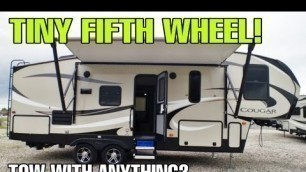 TINY FIFTH WHEEL RV tour. Towable by anything? let's find out!