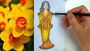 'Fashion Drawing of Very Beautiful Yellow Dress - Speed Sketching'