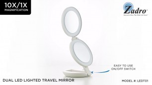 Dual LED Lighted Travel Makeup Mirror 1X/10X Zadro Beauty Products LEDT01