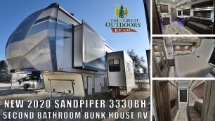 New 2020 SANDPIPER 3330BH Lightweight Bunkhouse 2nd Bath Fifth Wheel Camper RV Colorado Dealer