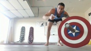 'Bilateral and Contralateral Strength Workout with Barbell and Battle Rope'