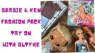 'Barbie and Ken Fashion Pack Try on with Blythe, Thrift Store Barbie, Vintage Ken (adult collector)'