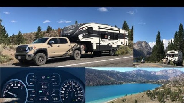 Toyota Tundra tows 9K lbs. 5th Wheel, MPG/°F; Camping at Pine Cliff, June Lake CA