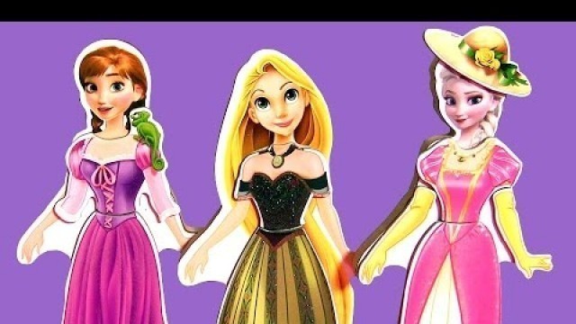 'Princess Dress-Up Party Rapunzel Elsa Anna Magnetic Fashion Dolls - Muñecas Magnéticas de madera'