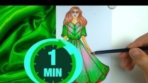 'Speed Drawing of Dress in Bright Green - Speed Sketching'