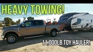 2020 F250 Diesel tows a HEAVY Toy Hauler Travel TRAILER!