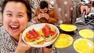 'BREAKFAST MUKBANG 먹방 HOW TO COOK THE BEST EGG BACON SANDWICH + AVOCADO TOAST RECIPE EATING SHOW!'