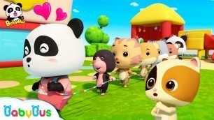 'Baby Panda Plays Games in Kindergarten | Workout for Kids | Panda Cartoon | Sharing Song | BabyBus'