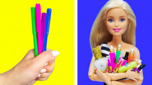 'Barbie Doll Makeup Hacks. DIY Miniature Crafts for Barbie Dollhouse'