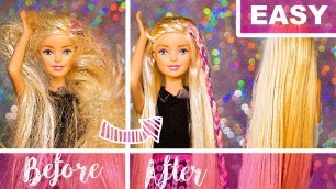 'HOW TO FIX DOLL HAIR - EASY TUTORIAL with NO fabric softener - barbie doll'